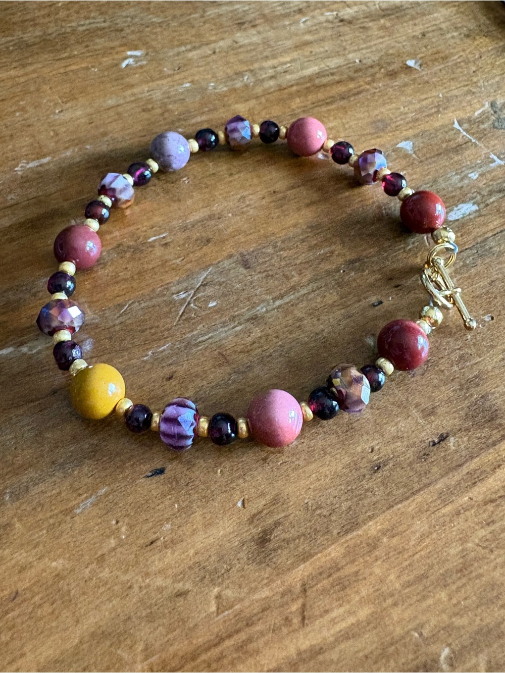 Mookaite & Garnet Bracelet — 7” - Picture 2 of 3